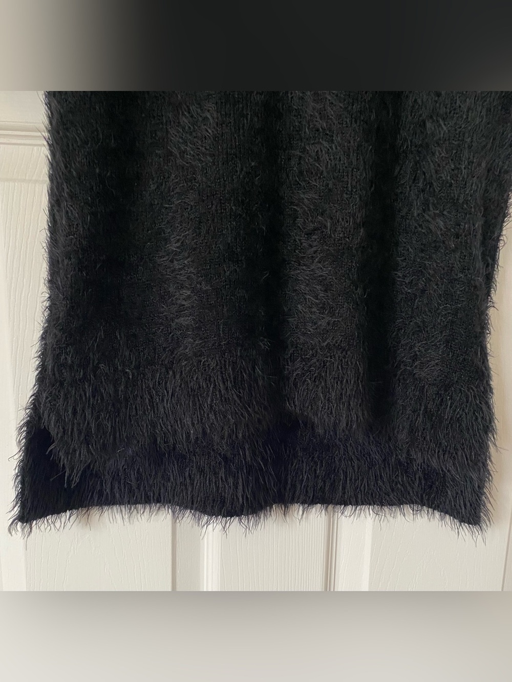 Black Fuzzy Long-Sleeve Women's Dress - Picture 6 of 12